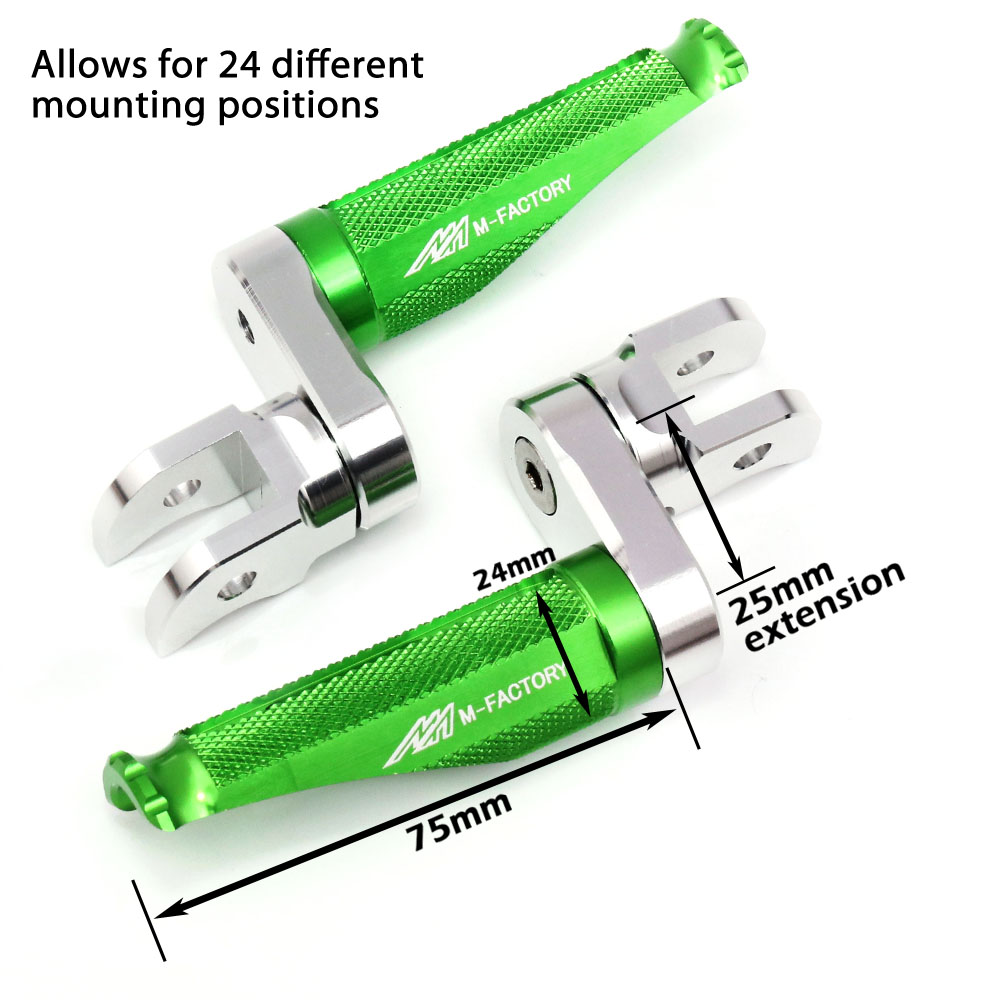 MFP 25mm Adjustable Green Front Foot Pegs For ZZR 1400 ZX14R