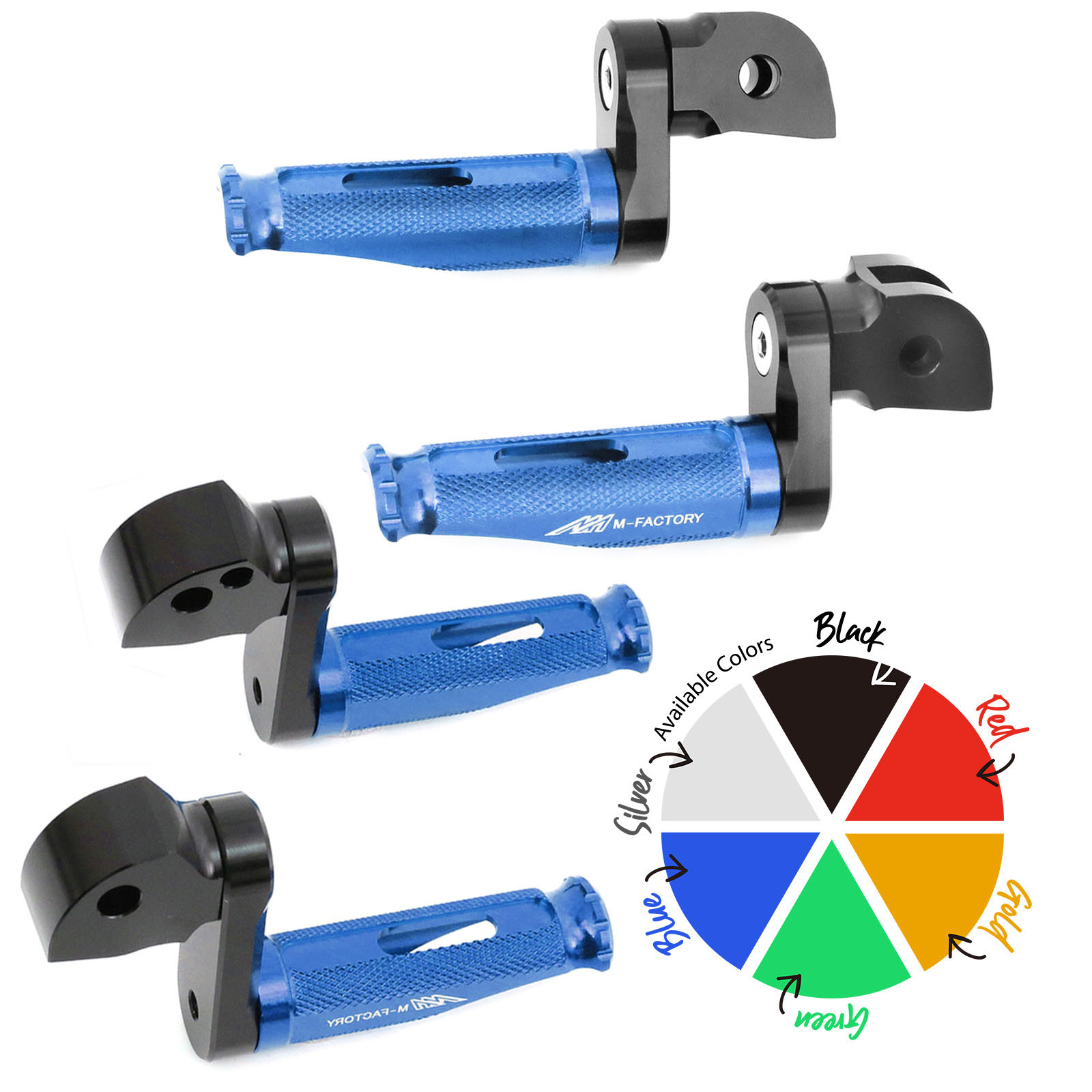 25mm Riser Blue MFP Front Rear Footpegs For ZX-12R Ninja 00 01 02 03 04 ...