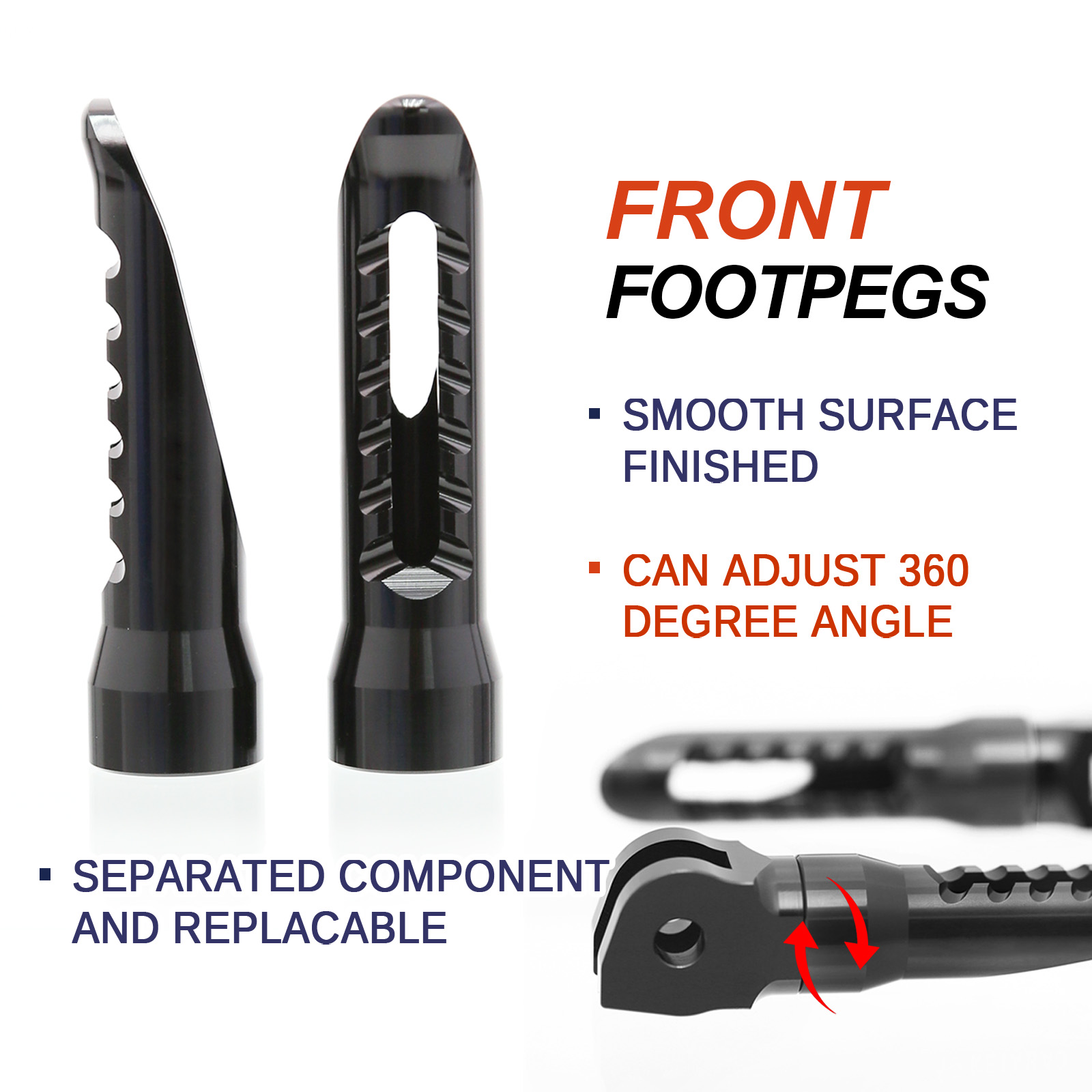 Black BOB Front & Rear Foot Pegs For Kawasaki ZX-10R 04 05 06 07