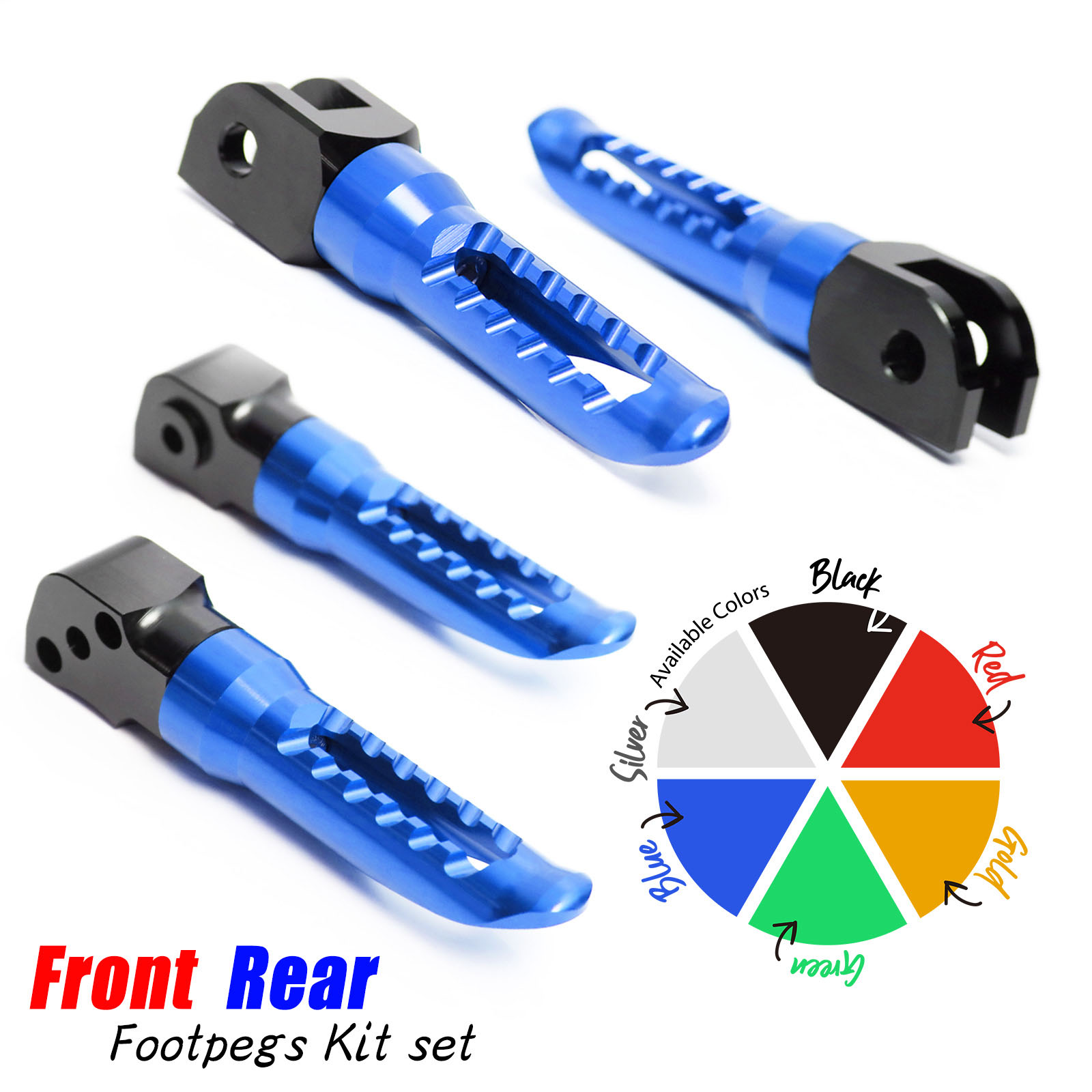Blue BOB Front & Rear Foot Pegs For Kawasaki ZX-10R Ninja 16 17 18