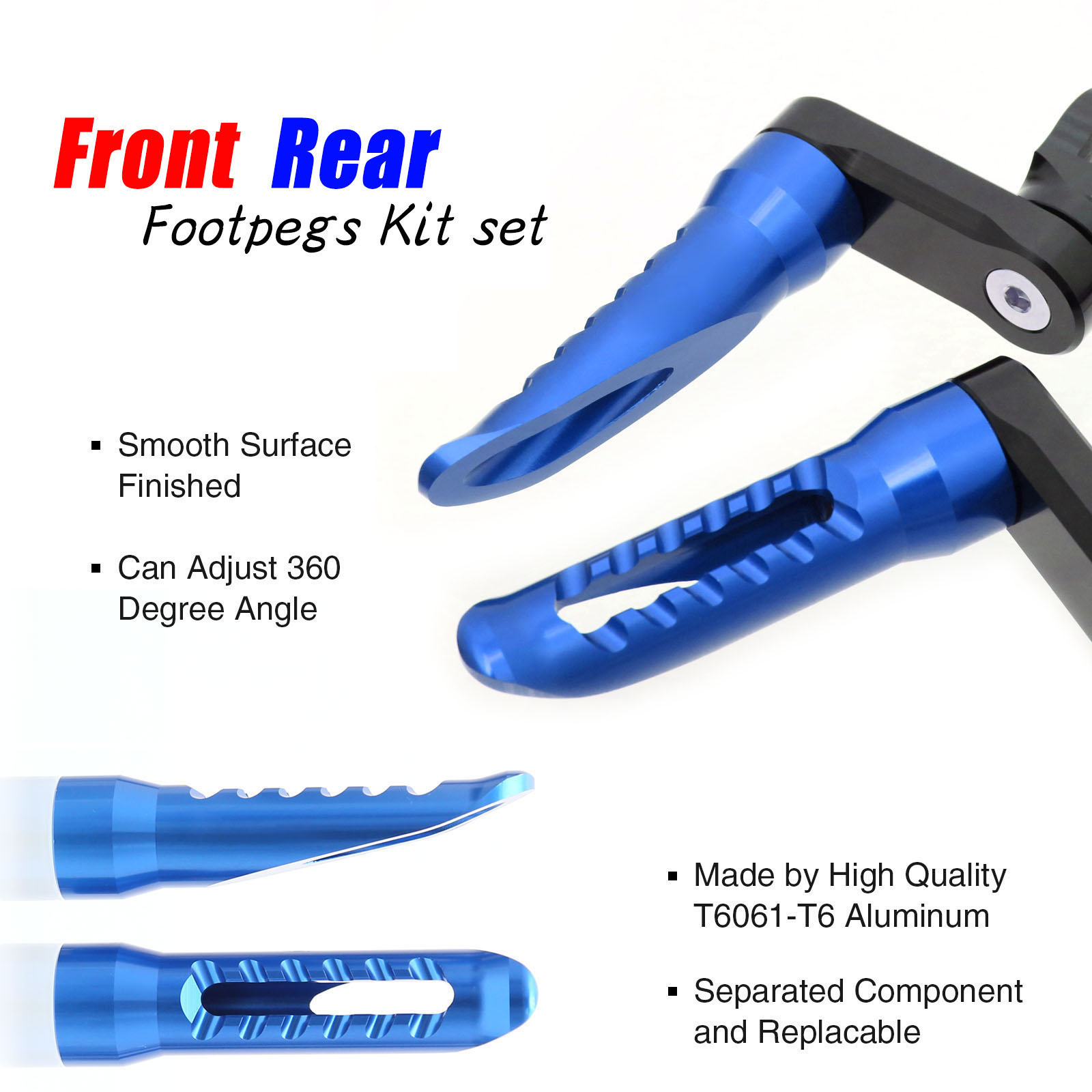 BOB 40mm Riser Blue Front Rear Foot Pegs For Kawasaki Ninja ZX-25R