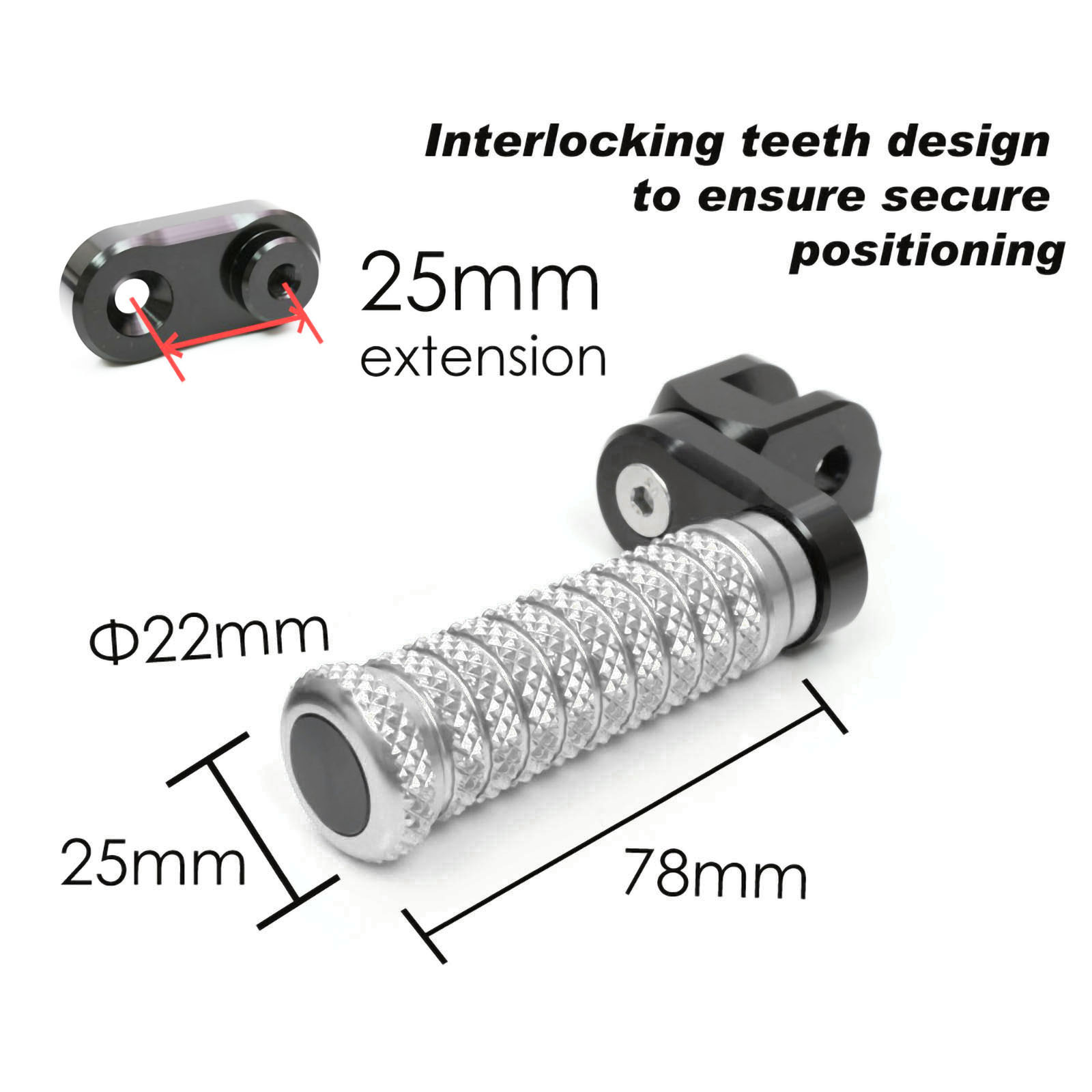 POLE Front 25mm Extension Footpegs For ZX-12R Ninja 00 01 02 03 04