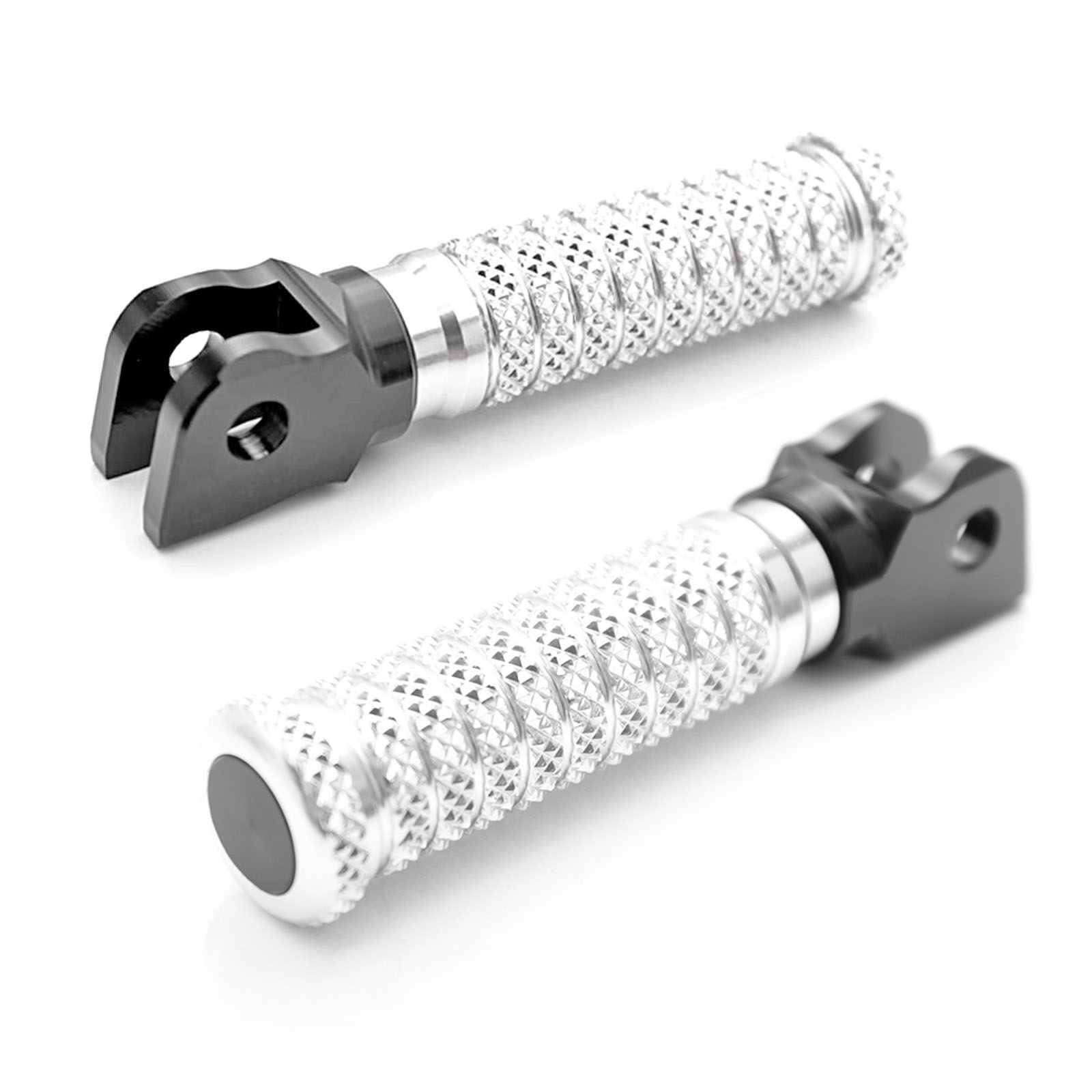 Silver M-Grip Standard Front Foot Pegs For Ninja ZX-11 ZZ-R1100