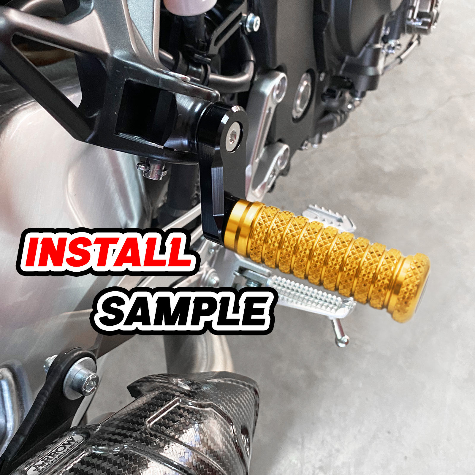 Gold M-Grip 40mm Lowered Rear Footpegs For ZX-10R 04 05 06 07 08