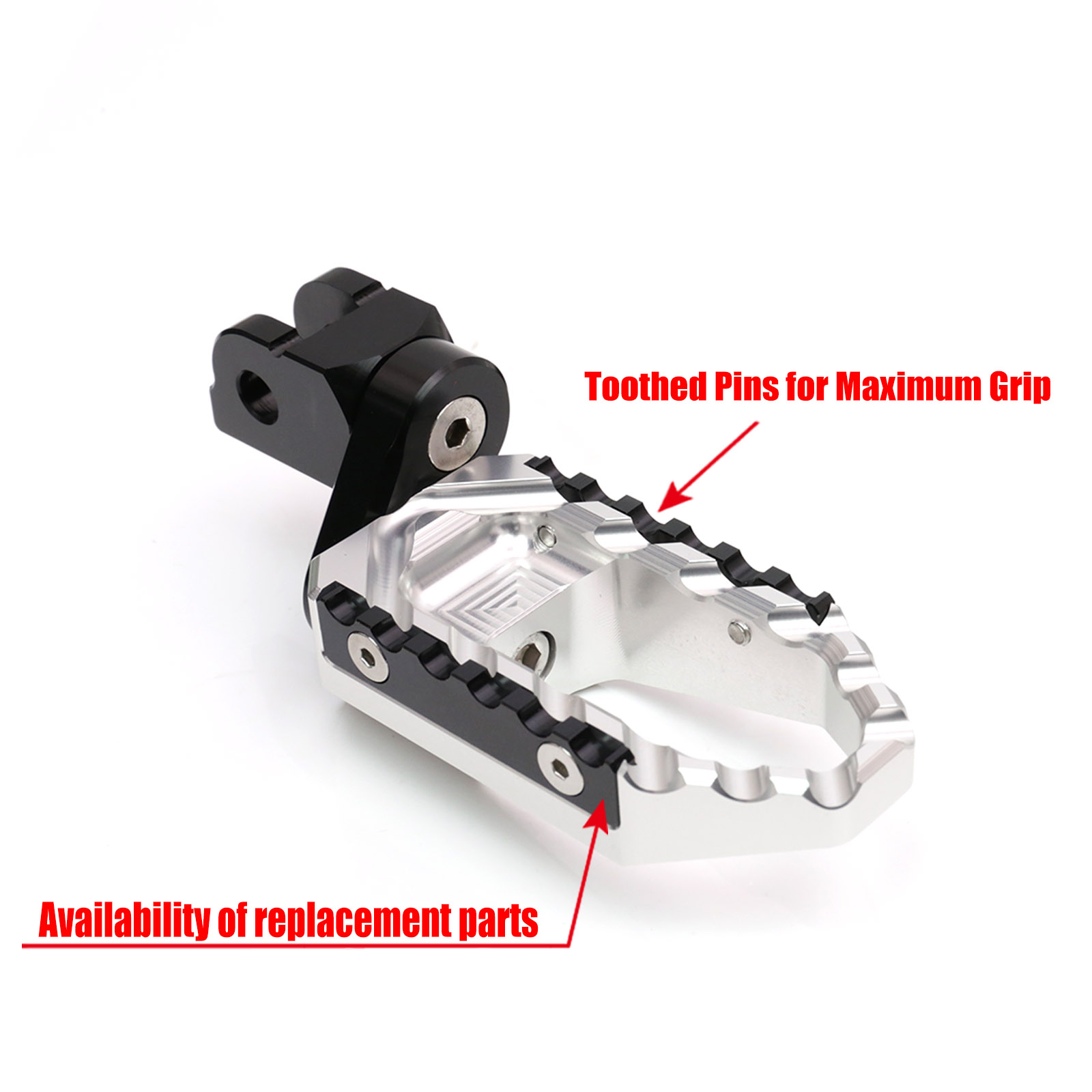 Silver TRC 25mm Adjustable Front Wide Footpegs For ZX-6R NINJA ZX