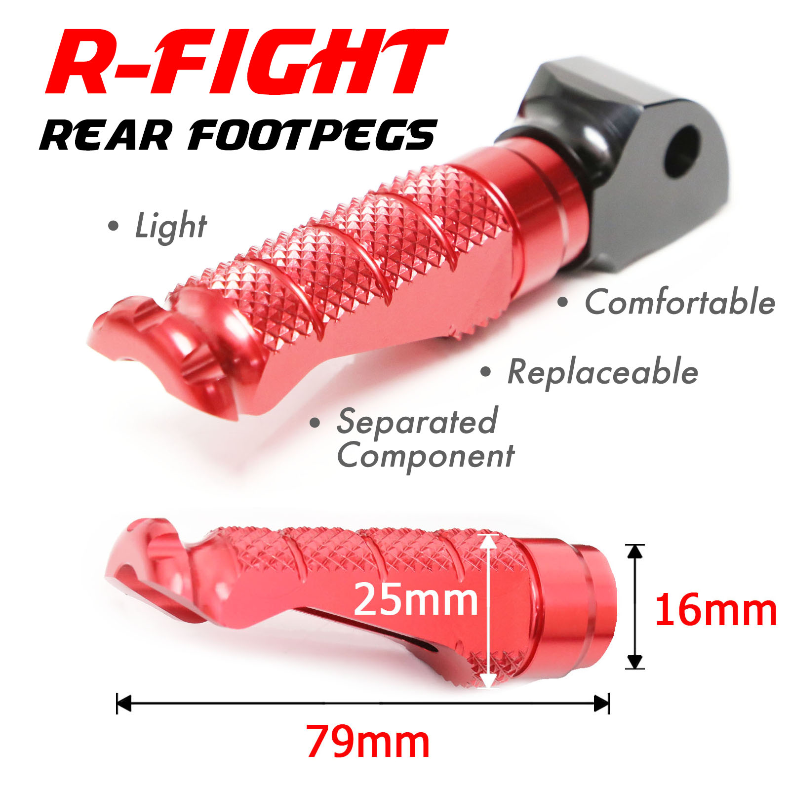 R-FIGHT Red Rear Foot Pegs For Kawasaki ZX-6R NINJA ZX-600 97 98