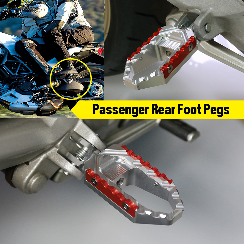 TRC Passenger Rear Silver Wide Touring Foot Pegs For Kawasaki ZX