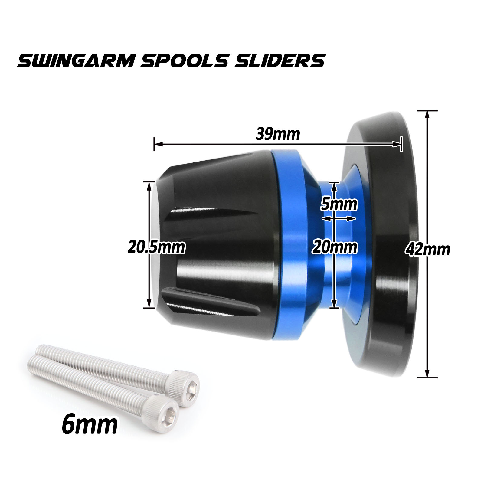 Blue L-Sonic M6 Rear Swingarm Spools For Tracer 7 GT Tracer 9 21
