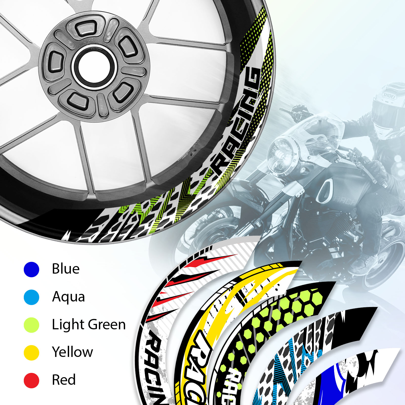 17 inch Vinyl Wheel Rim Stickers S23W For ZX0RR Ninja ZX000 00 05