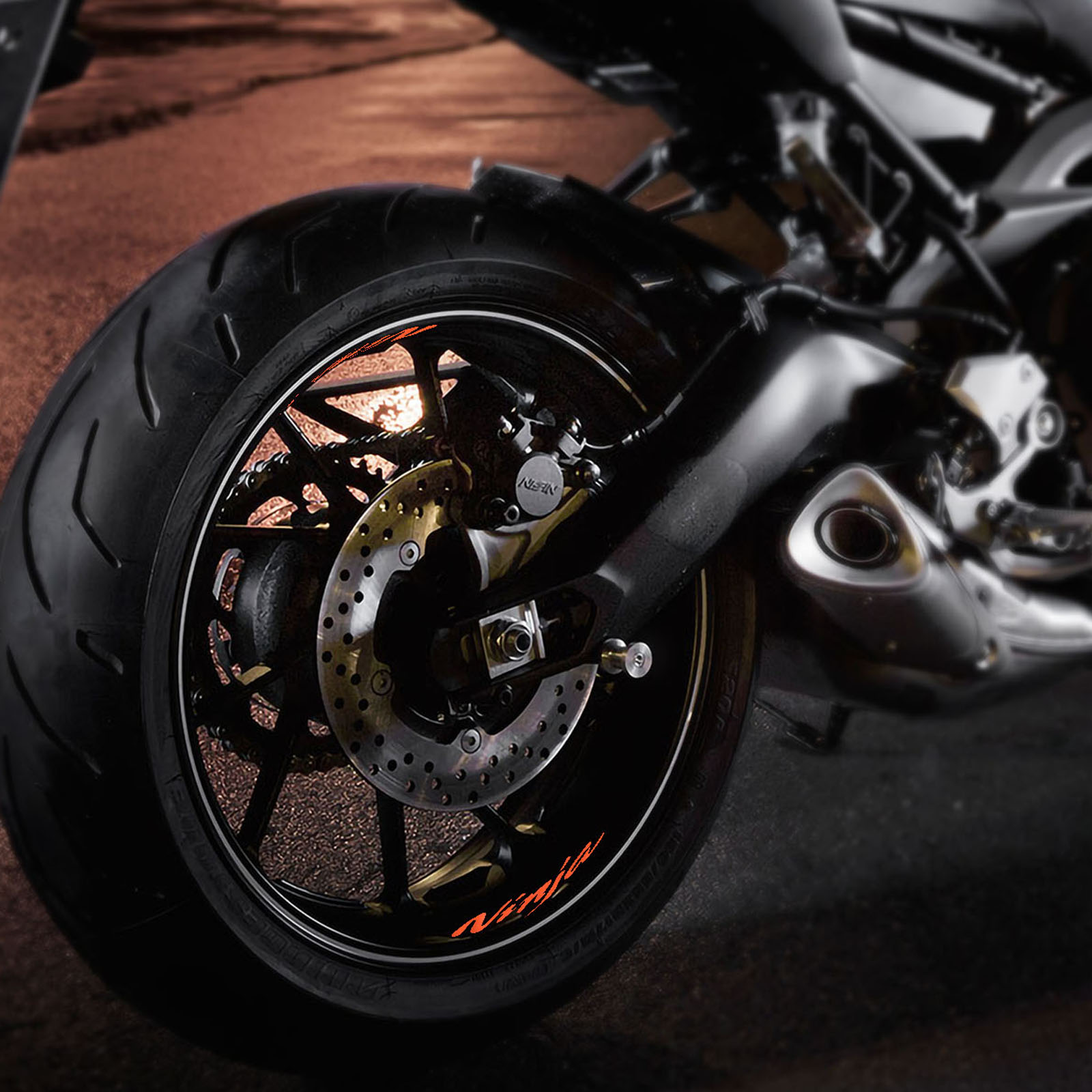 Orange Inner Stripe Decal Wheel Stickers For Kawasaki NINJA ZX6R