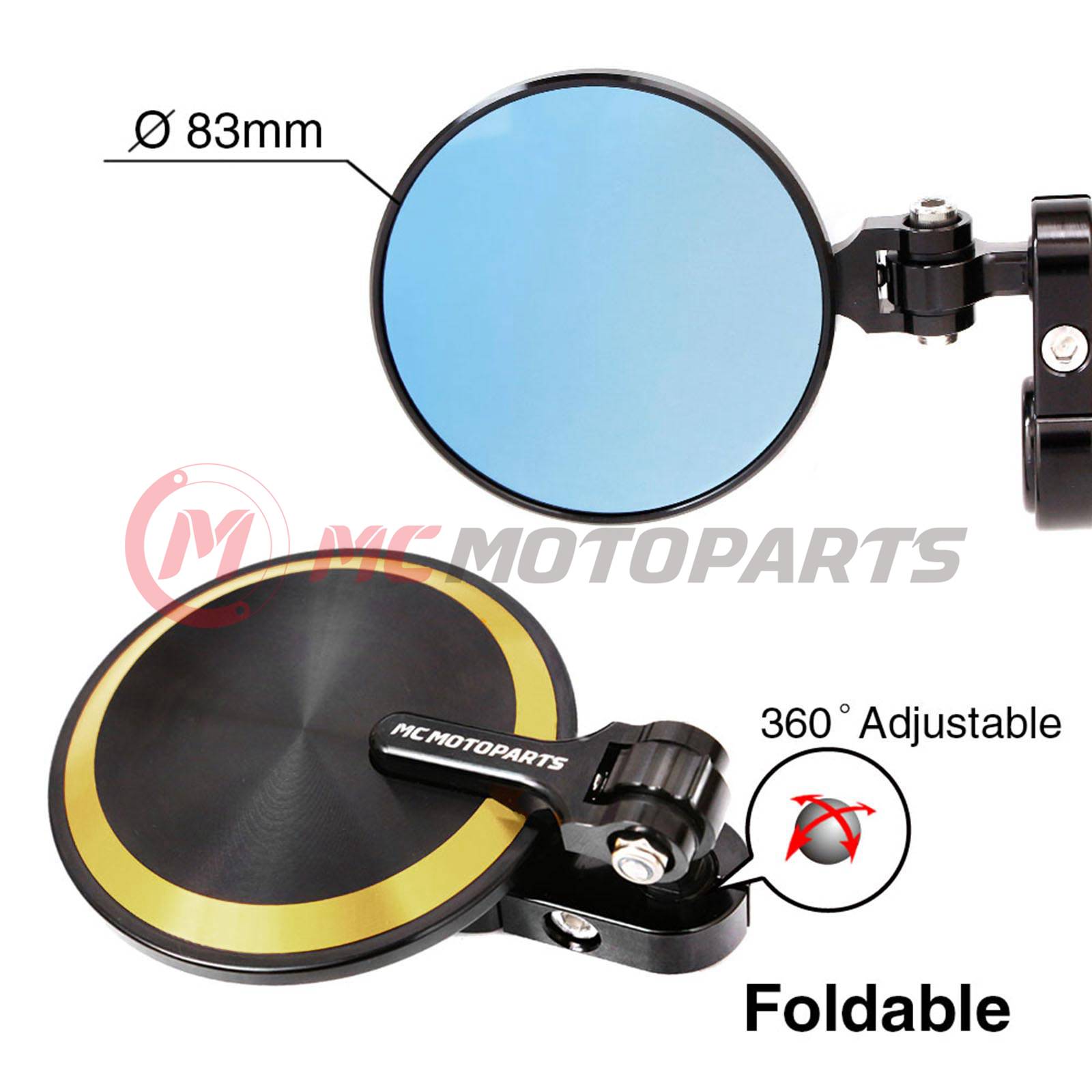 REBORN CNC Gold Folding Bar End Mirrors For Kawasaki GTR1400