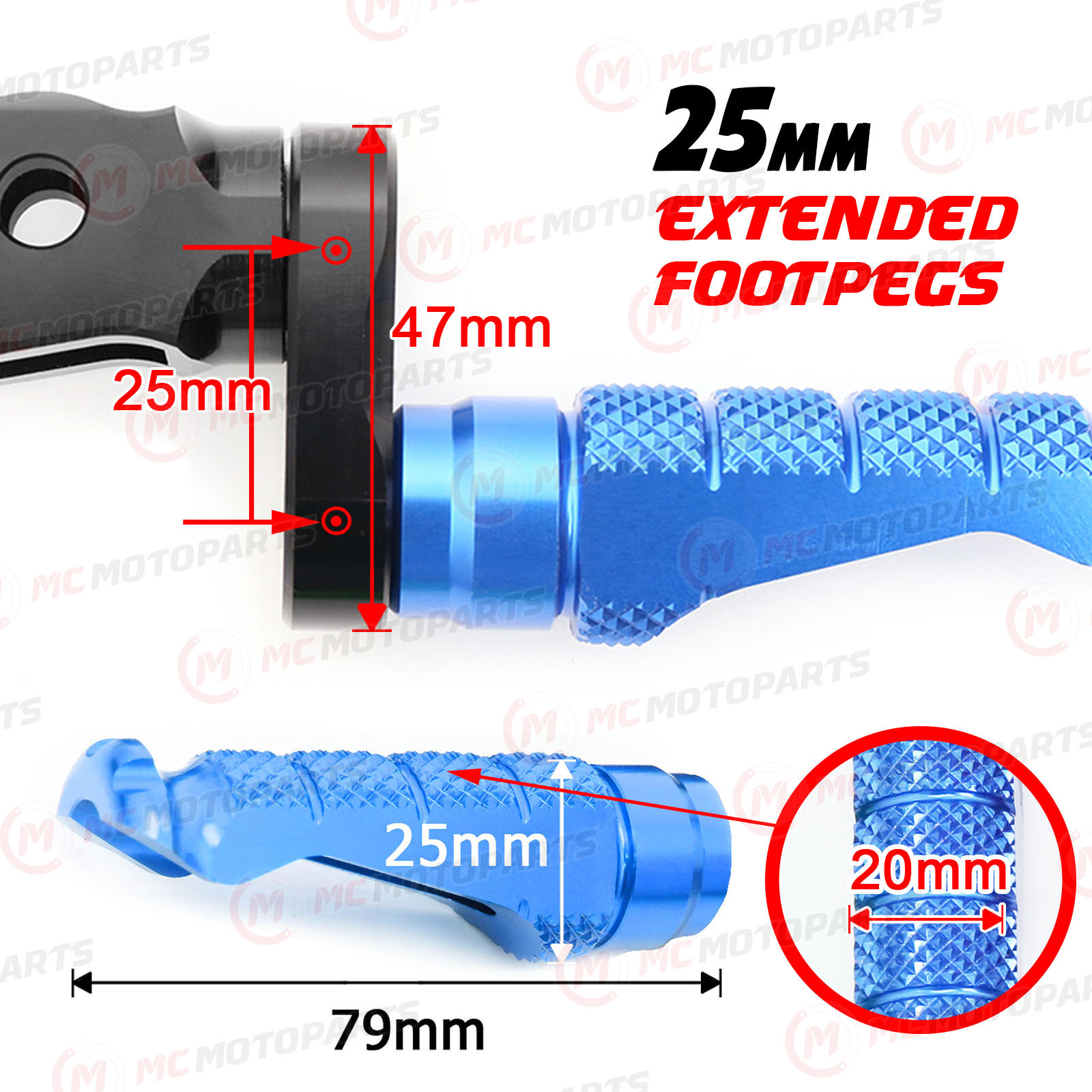 thumbnail image 2 of BobMoto 4cm Lowering Foot Pegs For Kawasaki ZZR1400 / ZX14R (2006-2021) – Pair 2 of 4