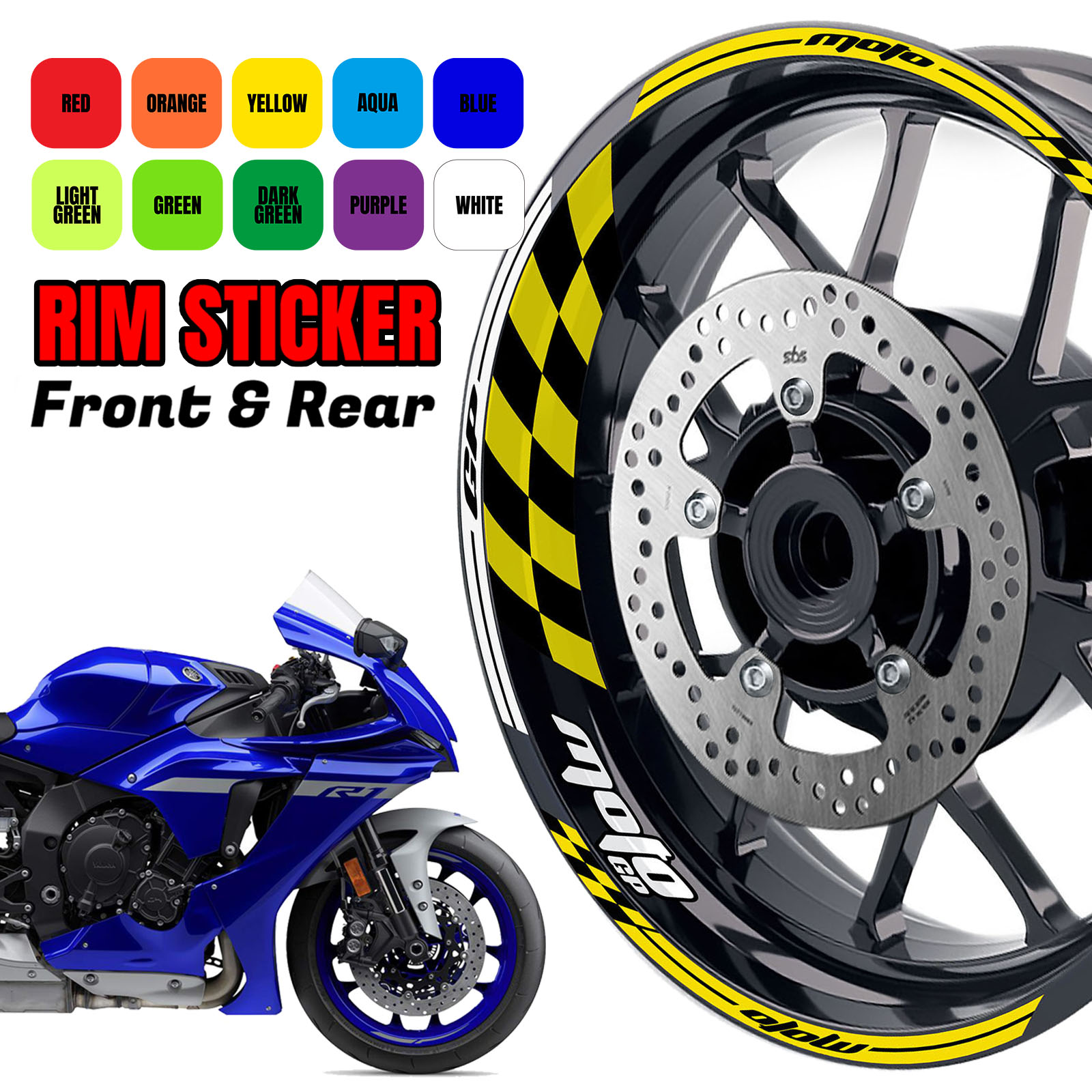 10 color Wheel Stickers Rim GP01 For Kawasaki ZX14R Ninja 2012