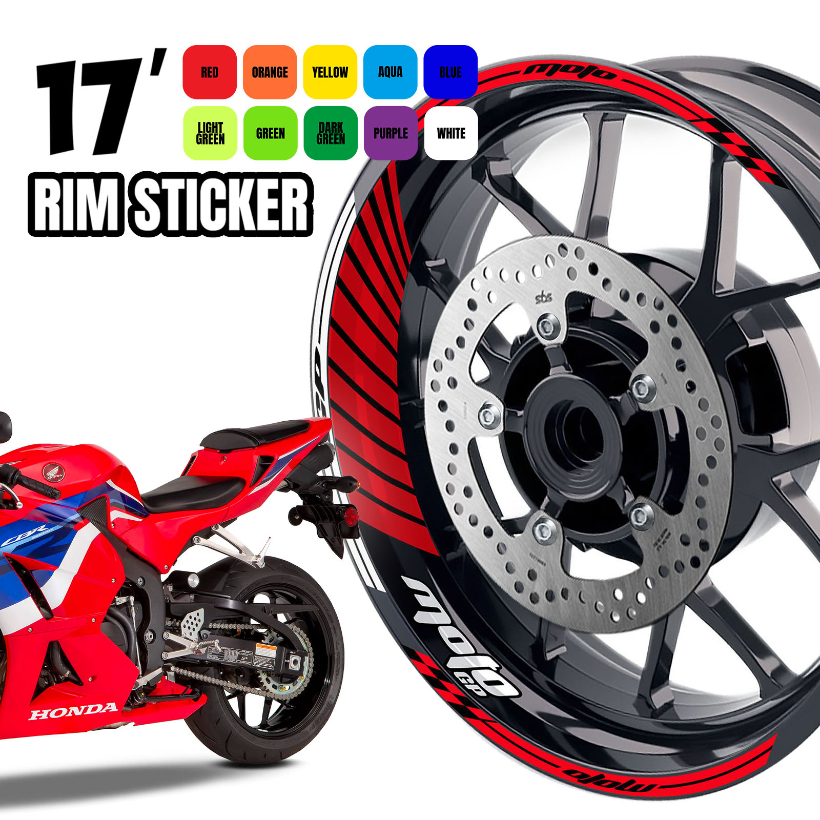 red Wheel Stickers Rim GP02 For Kawasaki Ninja ZX6R 1995-2022 19