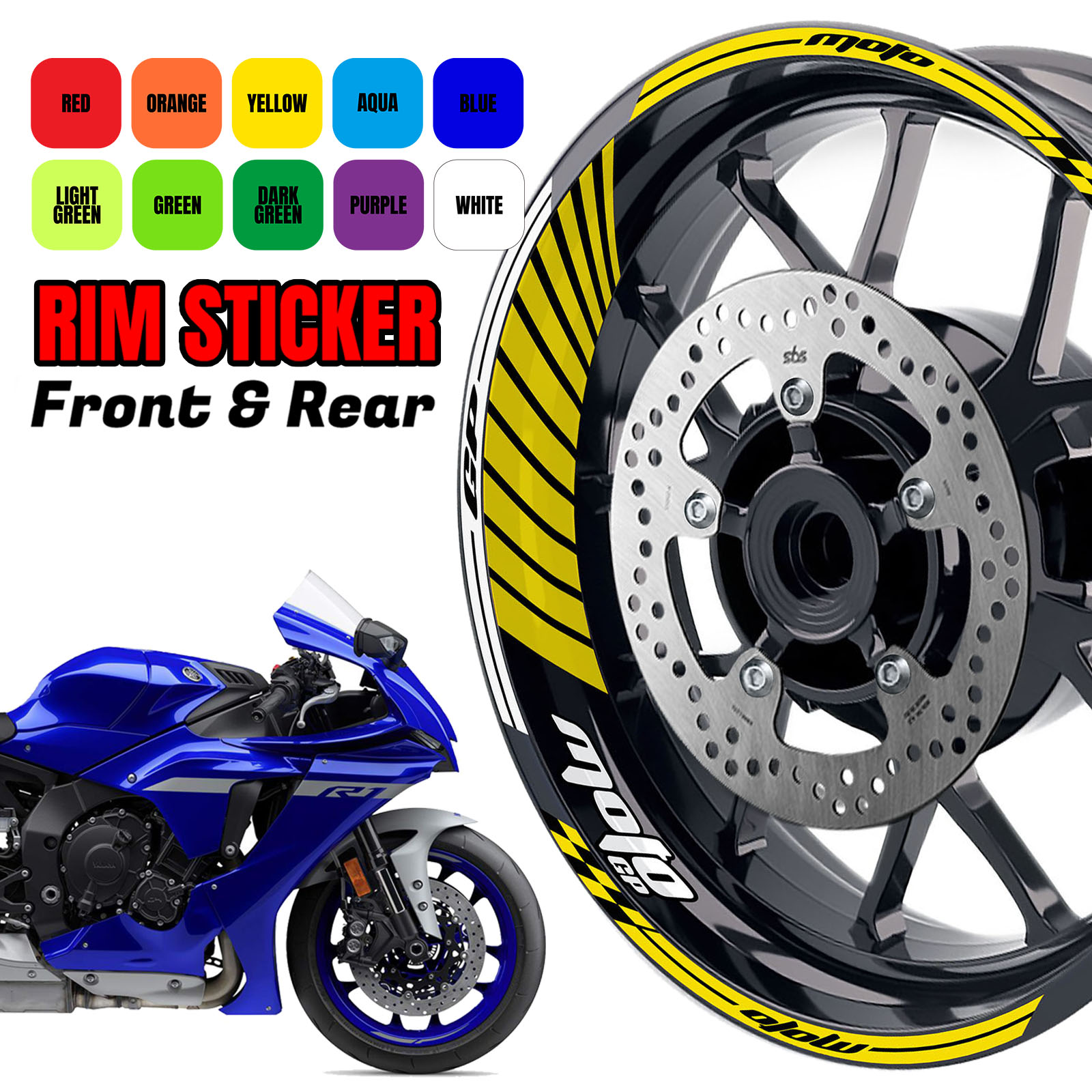For Kawasaki Z800 2013-2018 13 14 15 16 17 18 red Wheel Stickers