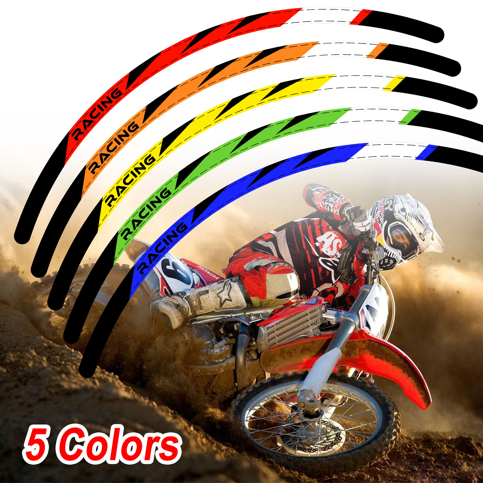 Green 21'' 18'' MX Wheel Rim Stickers R03B For Yamaha XT 225