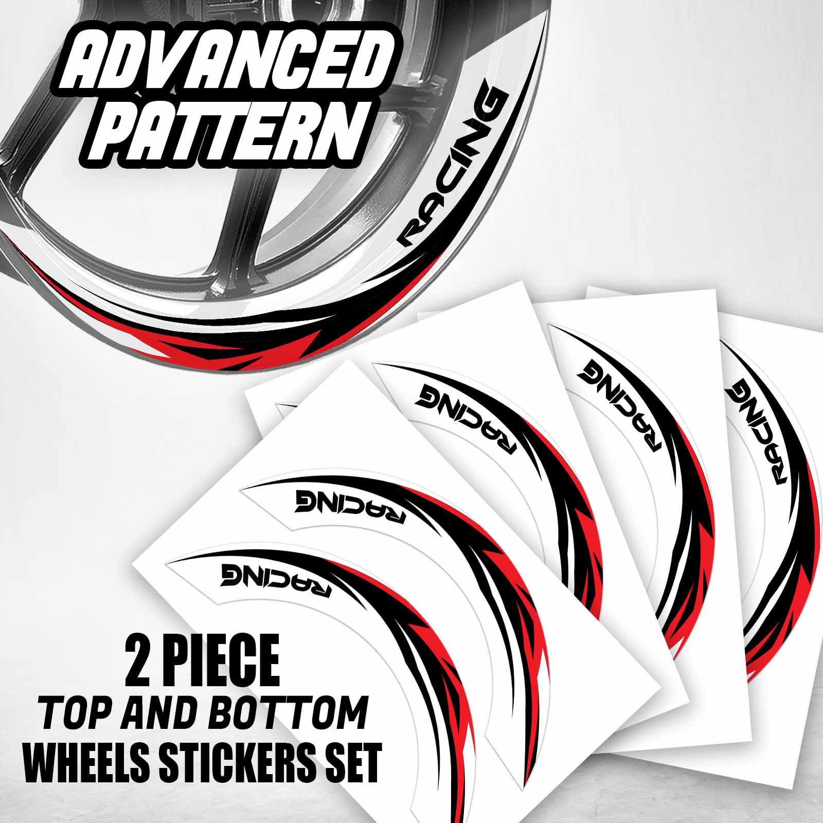 S01W Red 2-PIECE Decals Wheel Stickers For Ninja ZX6R 16 17 18 19