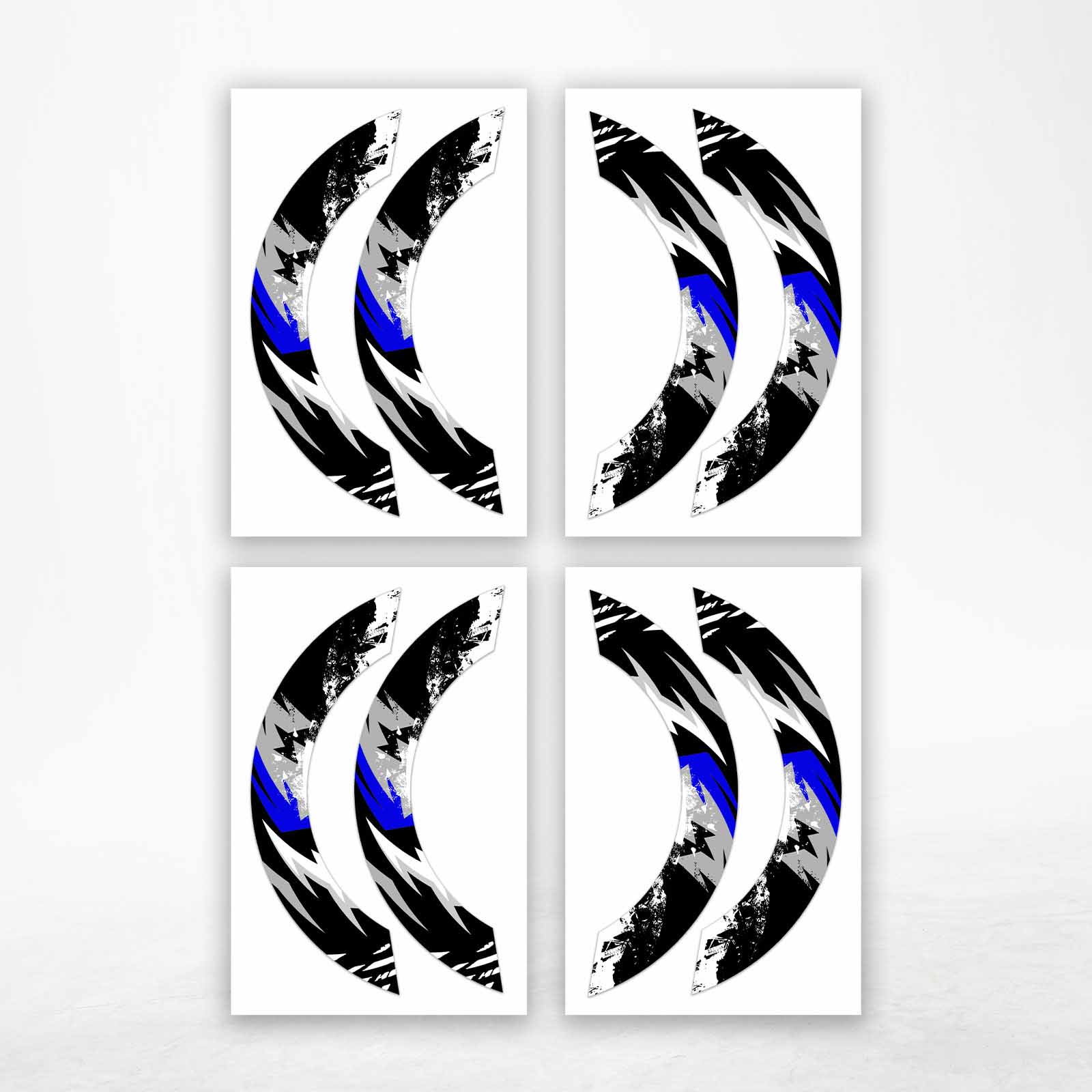 S03B Blue 2-PIECE Rim Wheel Stickers For ZX6RR Ninja ZX600 03 04