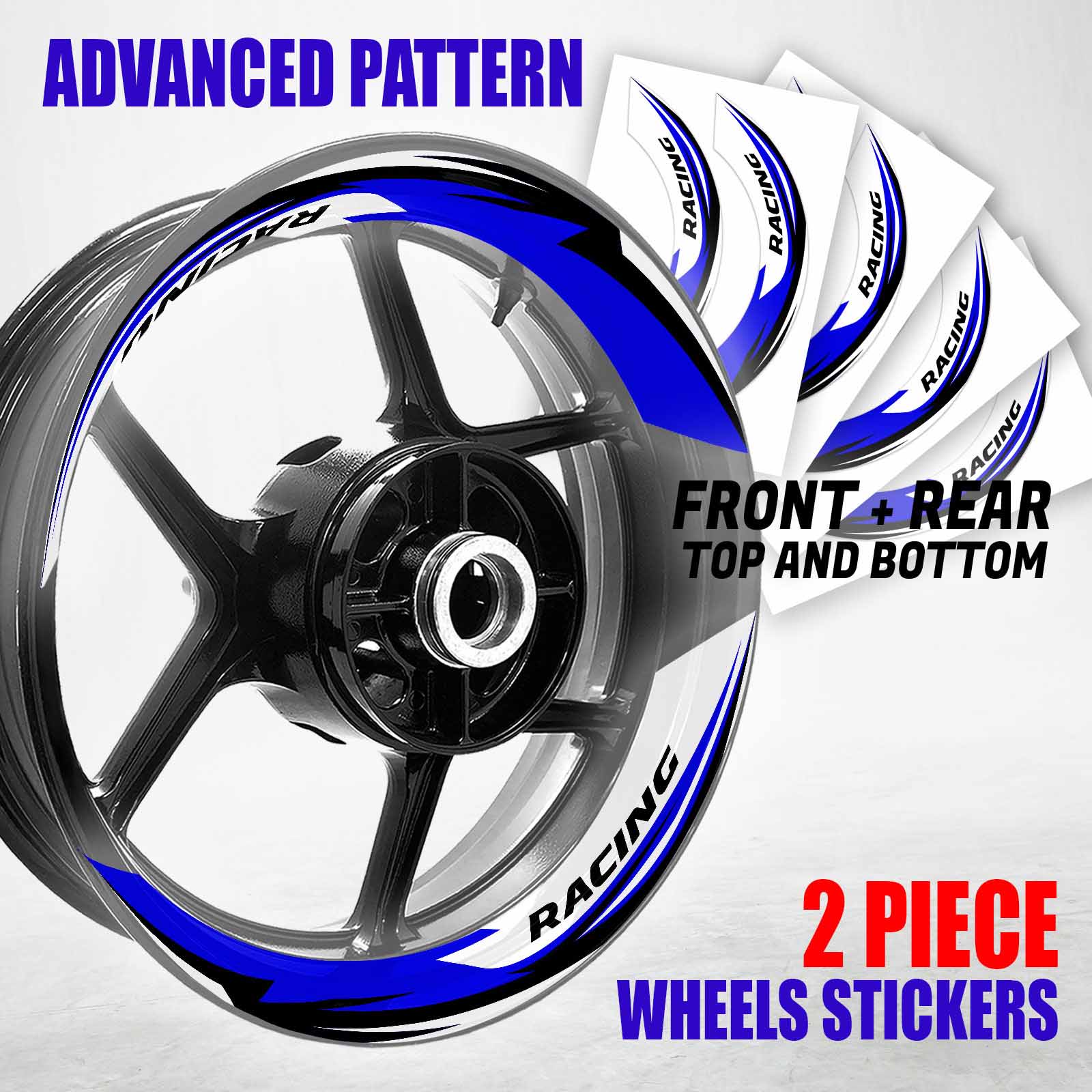 0725♡ S06W Blue 2-PIECE Wheel Stickers For ZX6RR Ninja ZX600 03 04 05 06