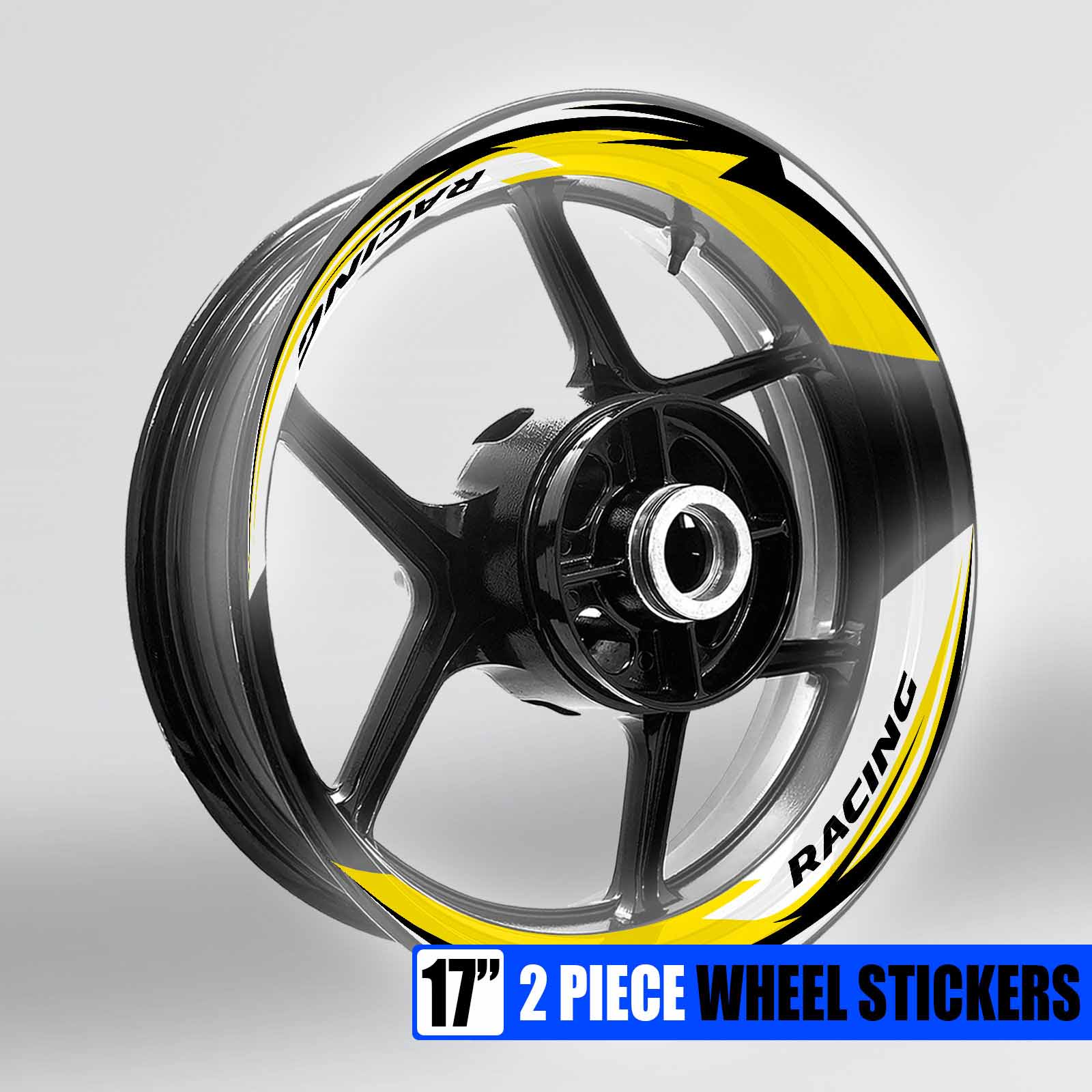 S06W Yellow 2-PIECE Wheel Stickers For ZX10R Ninja ZX1000 16 17 18