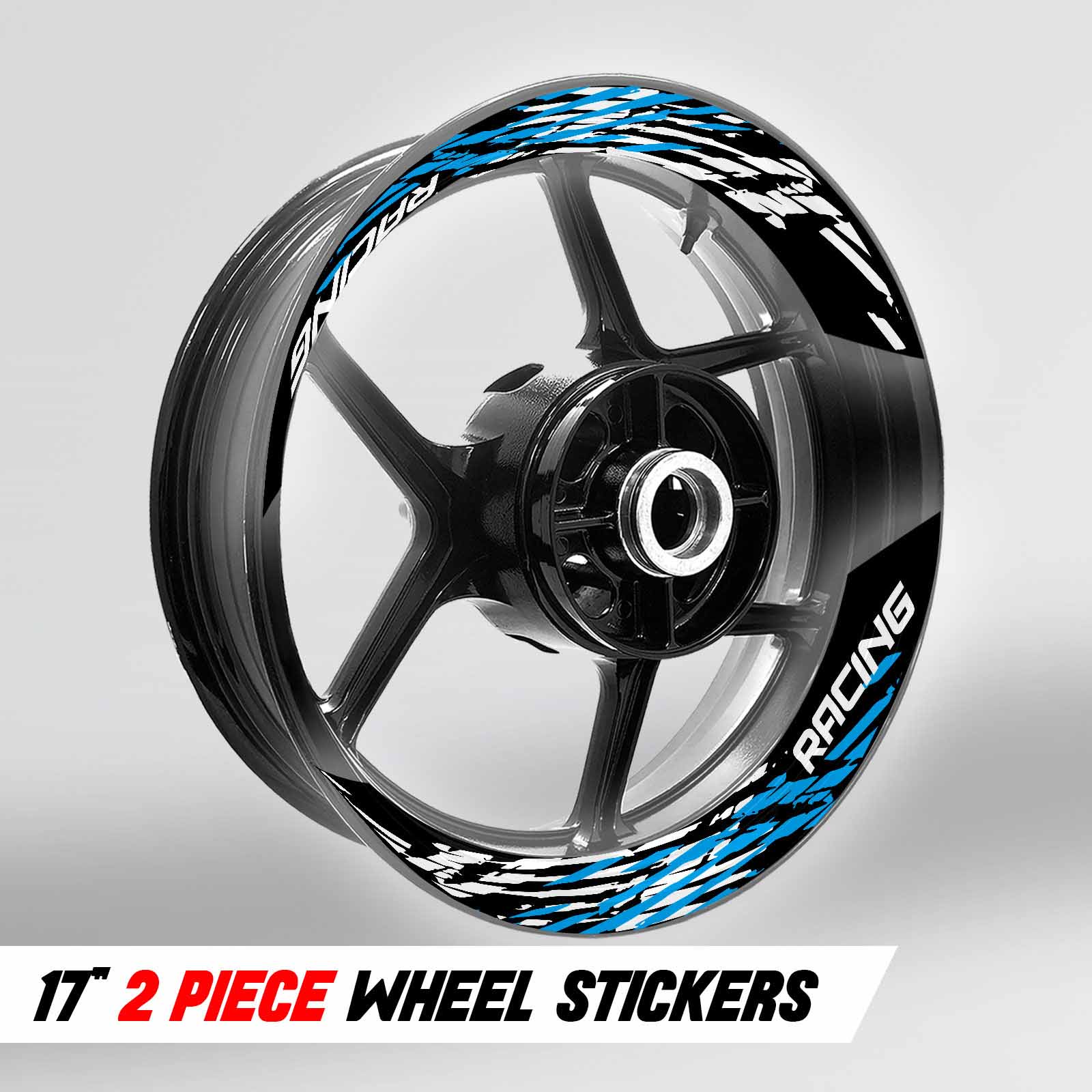 S07B Aqua 2-PIECE Rim Wheel Stickers For ZX6R Ninja 636 600 16 17