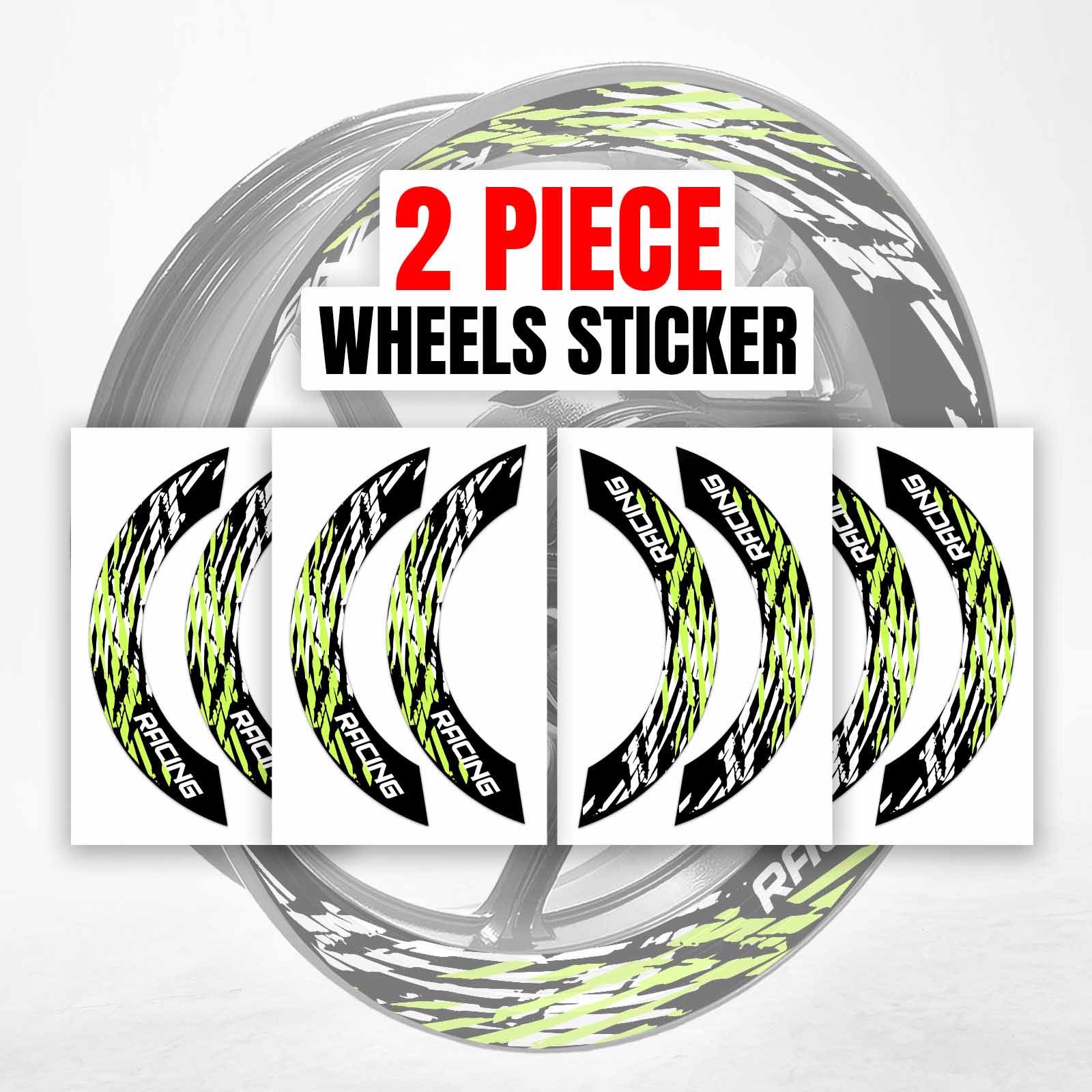 S07B Light Green 2-PIECE Rim Wheel Stickers For Ninja ZX6R 16 17