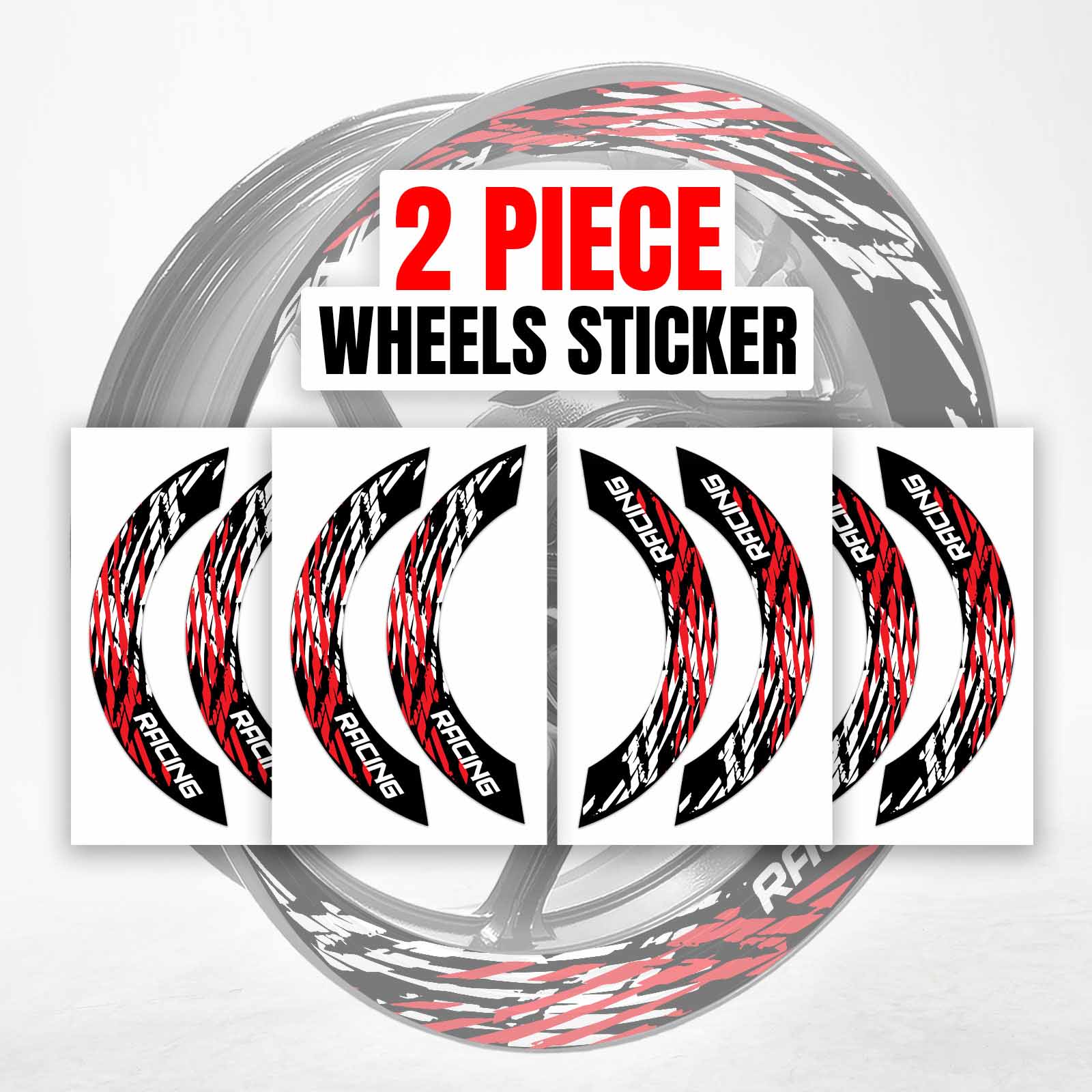 E.Nee♡ S07B Red 2-PIECE Rim Wheel Stickers For ZX14R Ninja ZX1400 16 17