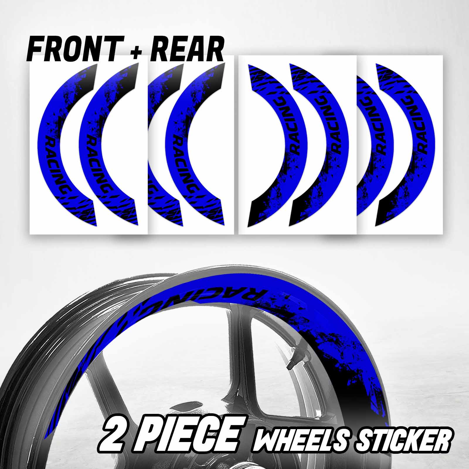 S08B Blue 2-PIECE Rim Wheel Stickers For Ninja 650 13 14 15 16 17