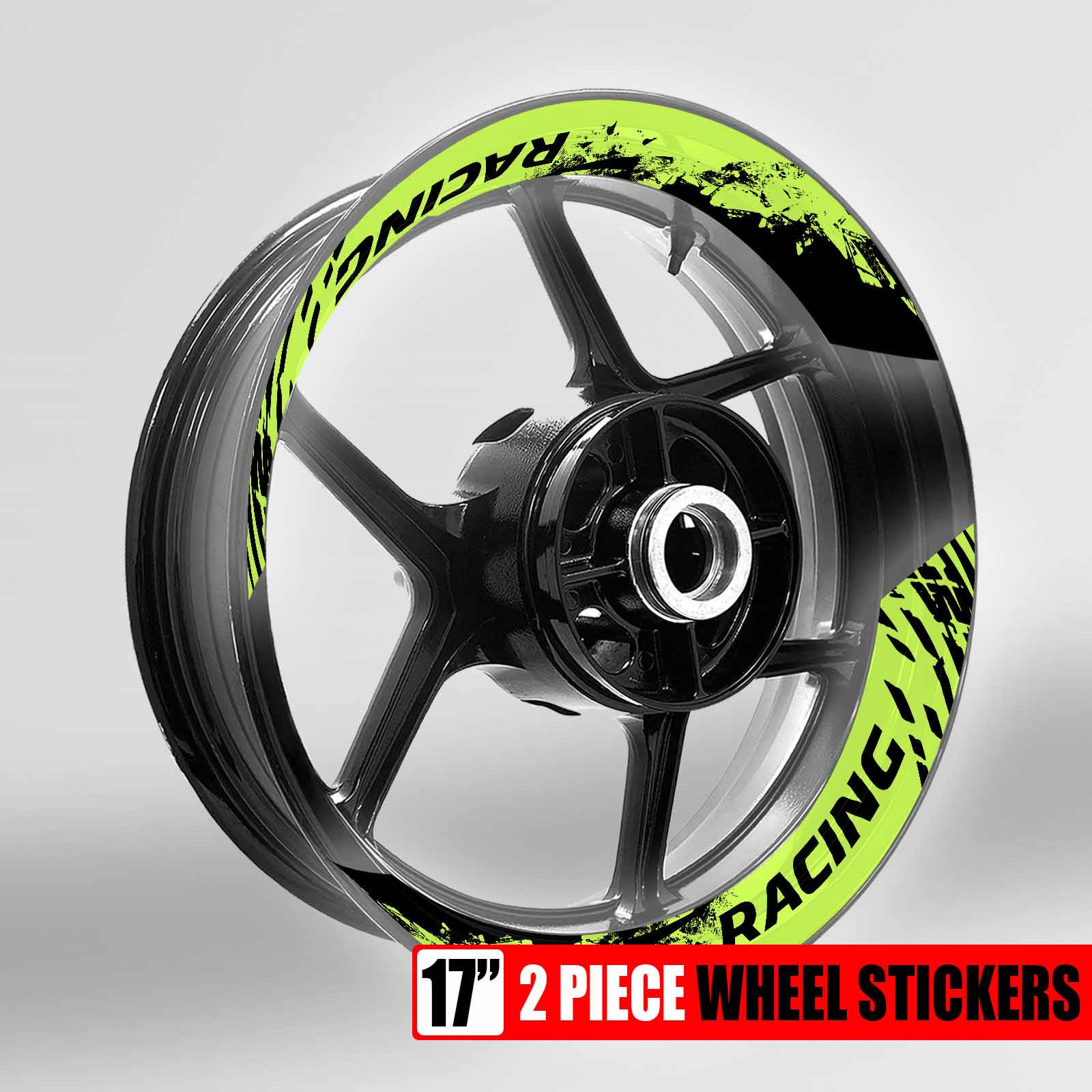 S08B Light Green 2-PIECE Rim Wheel Stickers For Ninja ZX6R 16 17