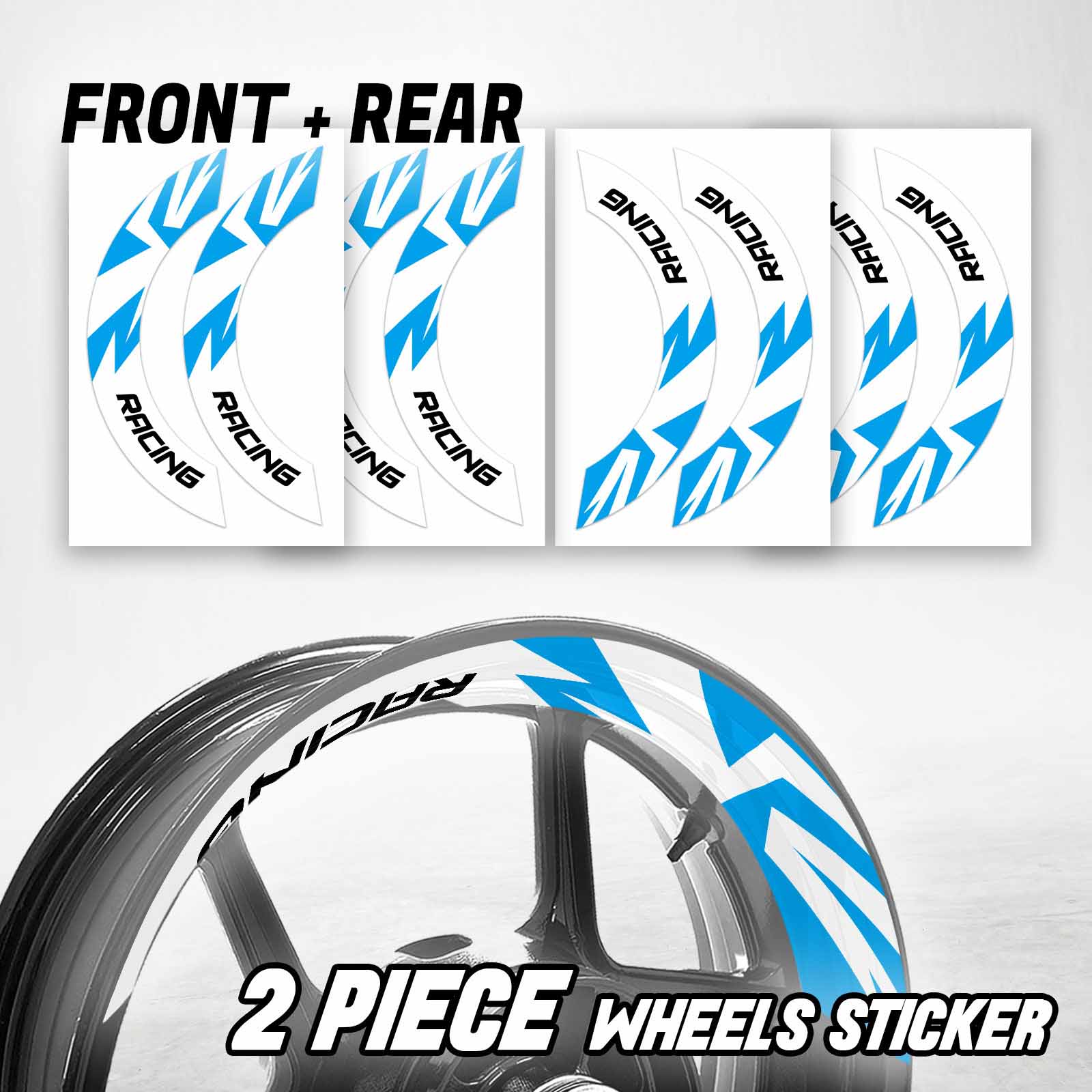 S09W Aqua 2-PIECE Decals Wheel Stickers For ZX14R Ninja ZX1400 17
