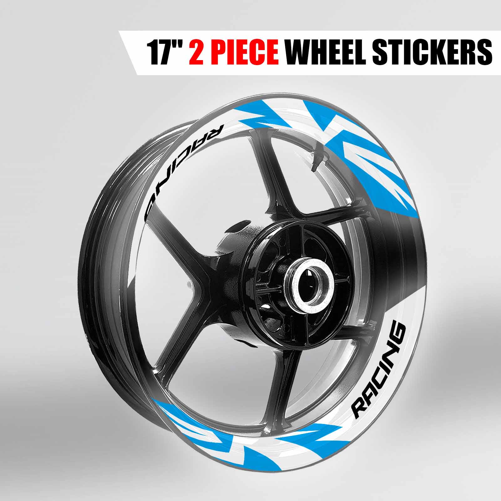 S09W Aqua 2-PIECE Decals Wheel Stickers For ZX14R Ninja ZX1400 17