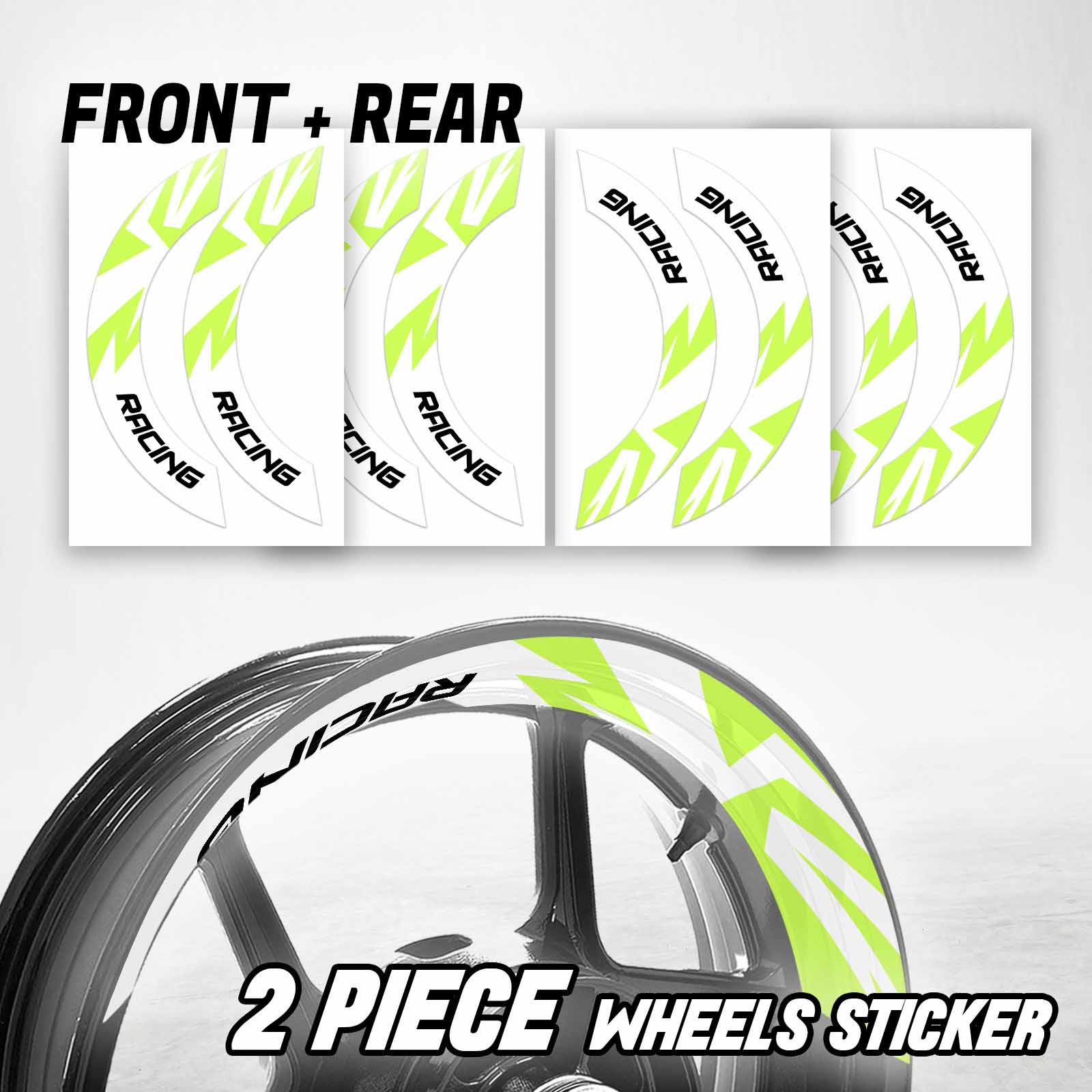 S09W L-Green 2-PIECE Decals Wheel Stickers For Ninja ZX-14R 14 15