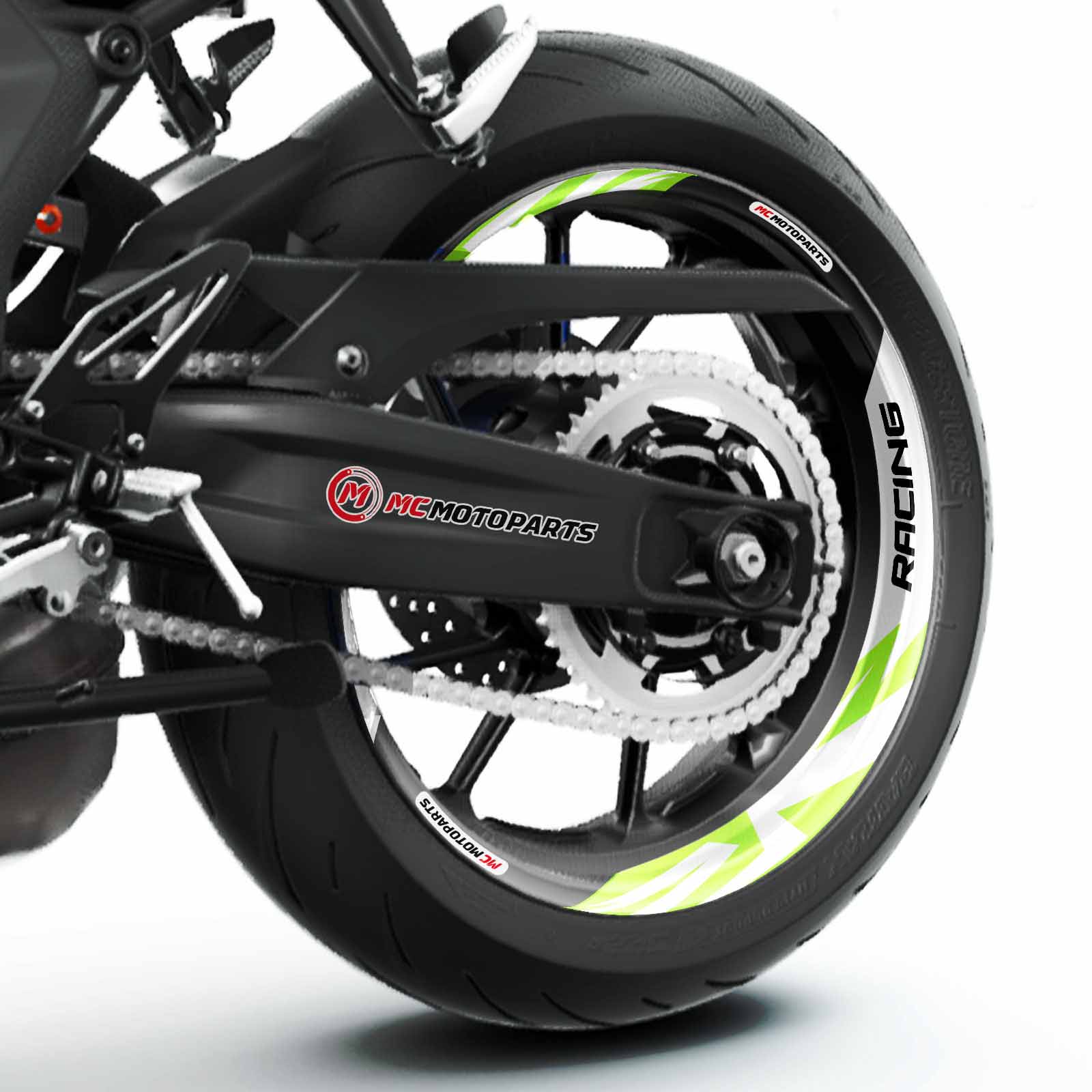 S09W Light Green 2-PIECE Wheel Stickers For Ninja ZX6R 15 16 17 18