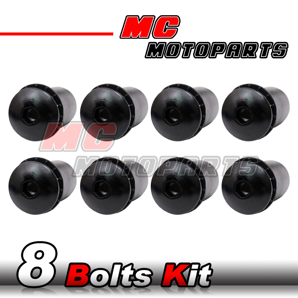 Black Windscreen Bolts Wellnuts Set For Kawasaki ZX-14R 2007-2013