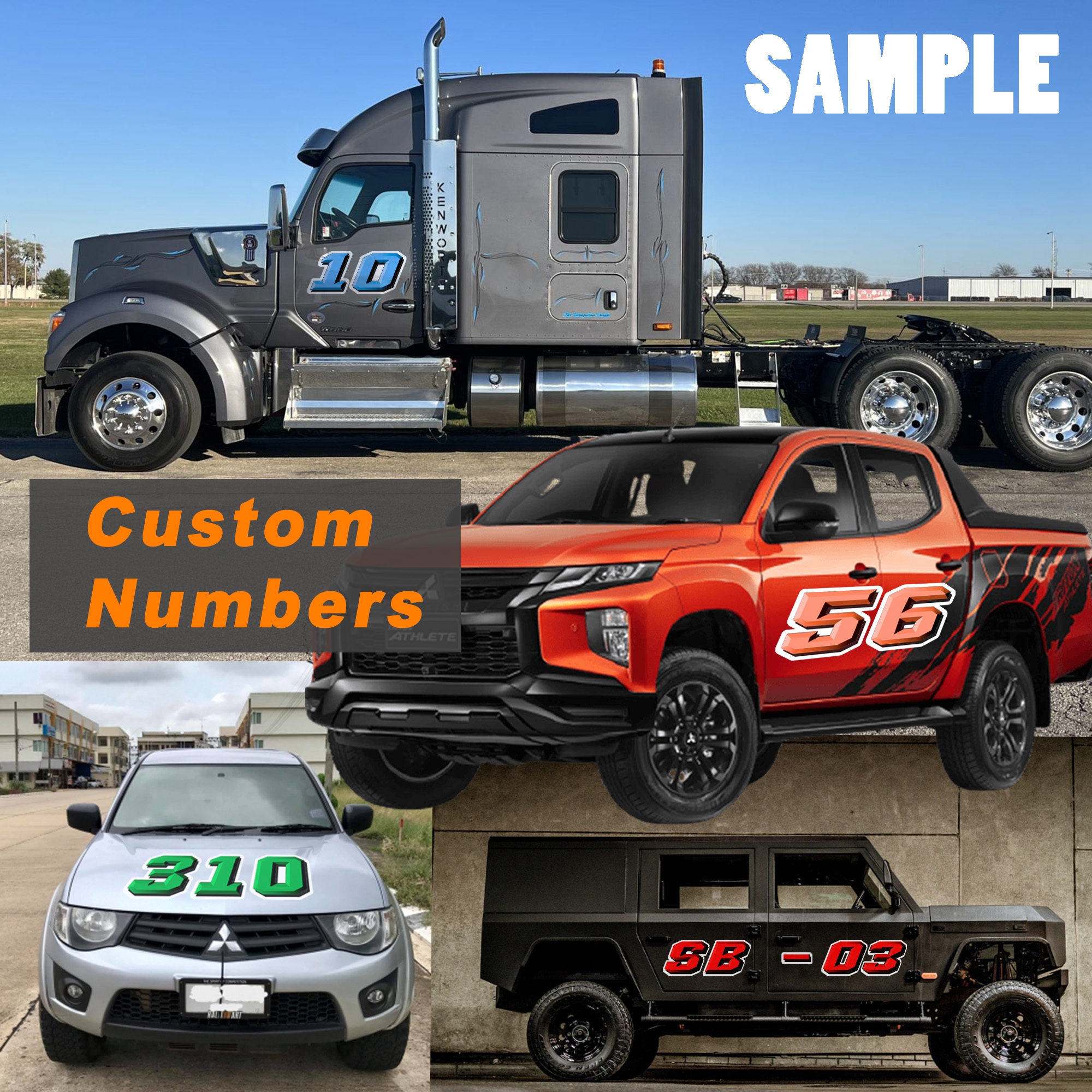 thumbnail image 2 of Racing Number Sticker Waterproof Vinyl 3.5 Inches In Height, Printed 2 of 13