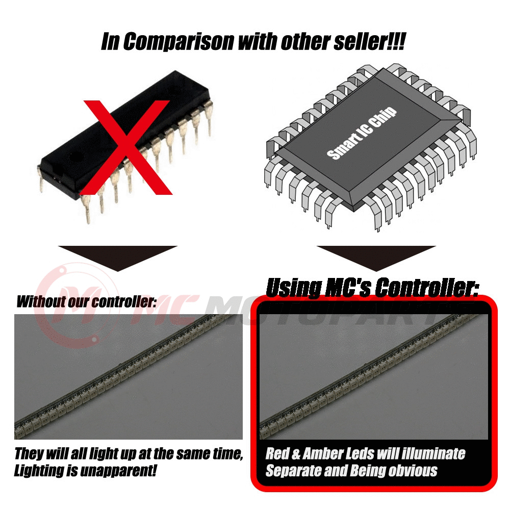 MC Motoparts bendable waterproof turn signal and brake light strip